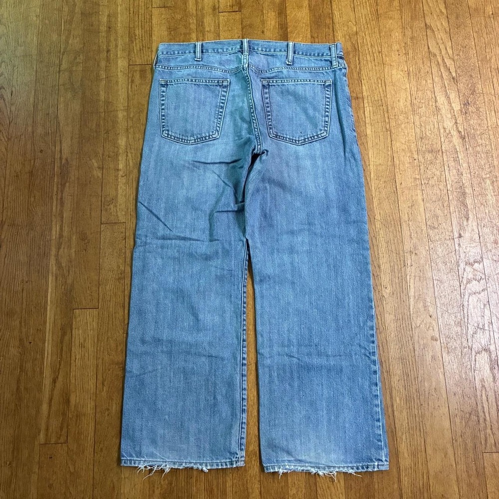 Old Navy Loose Fit Y2K Light Wash Baggy Bootcut Jeans 36x30 Distressed Hem